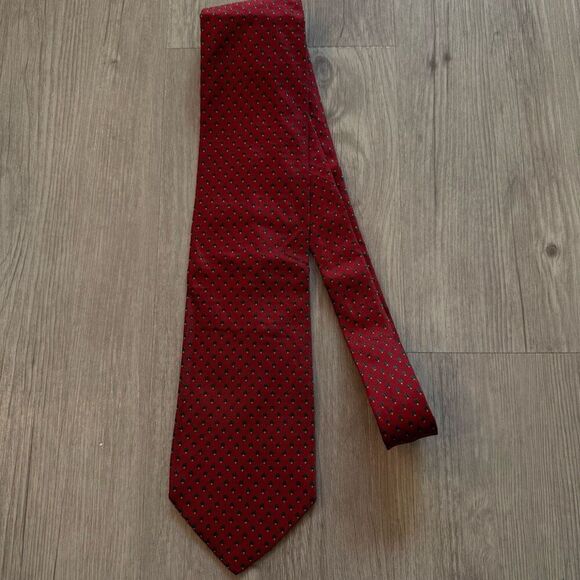 Bally Red Silk Tie Polka Dots Mens - Picture 3 of 6